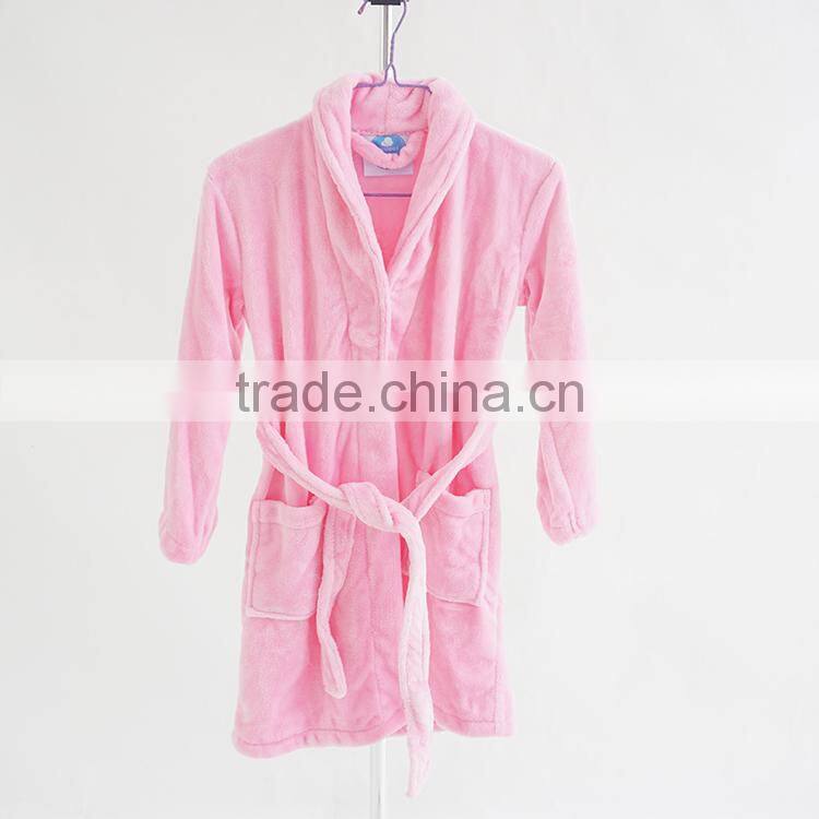 Kids bathrobe pink flannel fleece soft bath robe baby