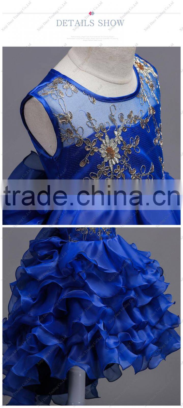 Fashion kids teenagers cake layered dress latest designs evening gowns for girls