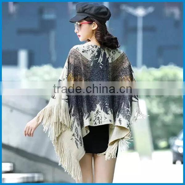 Women's winter fashion animal print free poncho knitting patterns