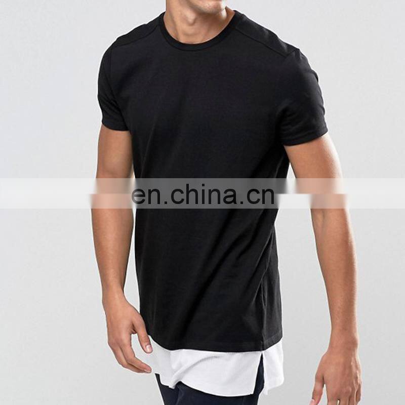 Longline Combed Cotton T Shirt Black Color