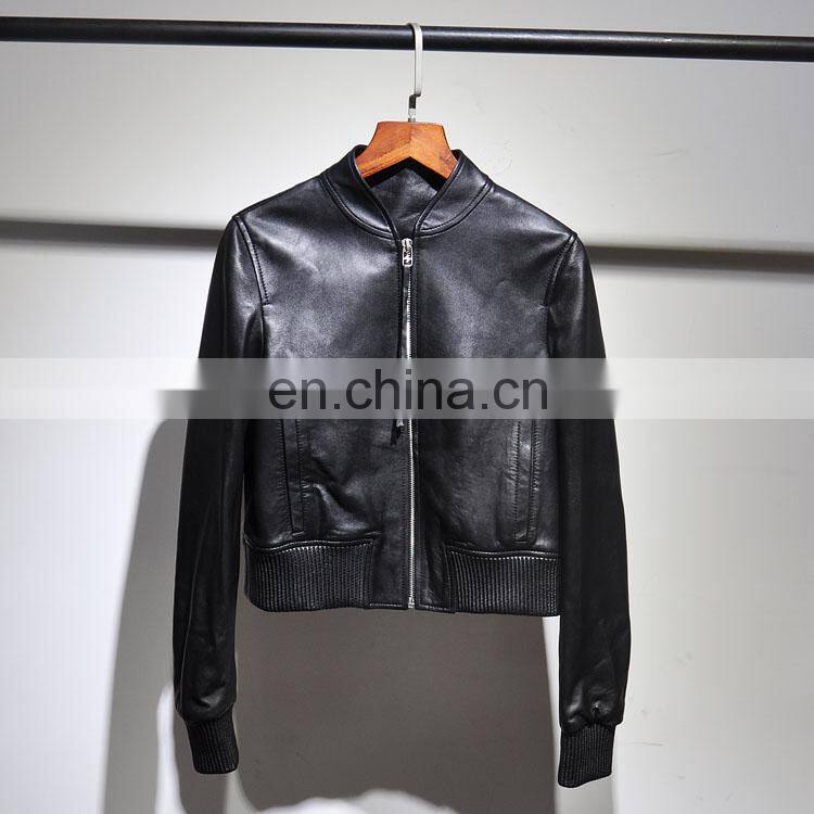2017 Slim Red Leather Jacket Design Motorcycle Leather Ladies Short Jacket