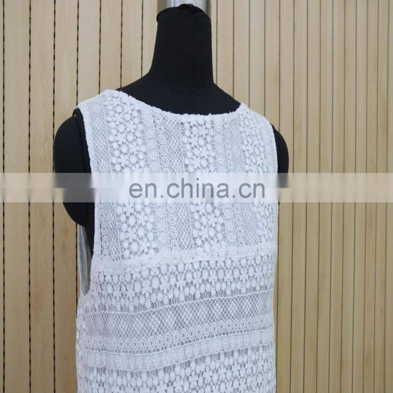 women top grade exquisite sleeveless shell button lace blouse dress