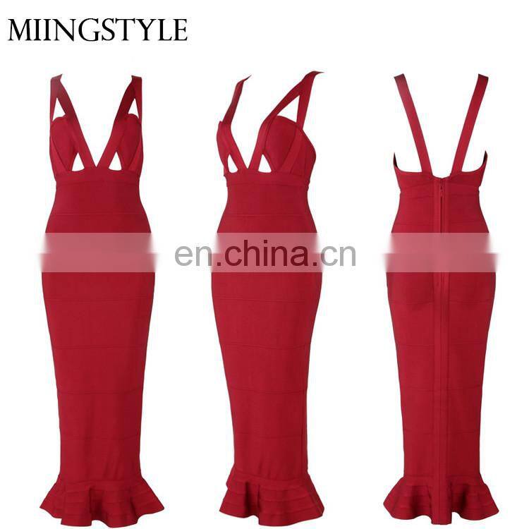 Oem fashion dress women one piece long dress , sexy bandage fishtail dresses for women bodycon