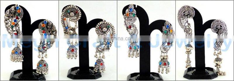 Traditional earring, Peacock style jhunki, partywear bali, copper, heavy earring for any occassion, latest, antique jewelry