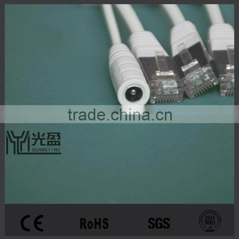 stable property rj45 plug POE splitter cable with dc connector