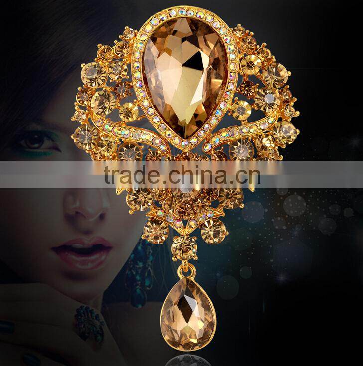 wholsale fashion silver gold crystal rhinestone diamond pearl sherwani brooch