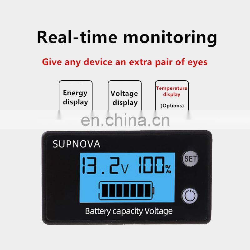 Battery Capacity Indicator tester DC 8V-100V Lead Acid Lithium LiFePO4 Car Motorcycle Voltmeter Voltage Gauge 12V 24V 48V 72V