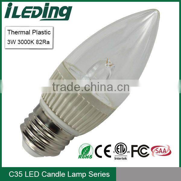 Warm white E27 E12 E14 clear LED Candle Bulb 3W