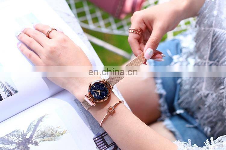 CHENXI 306 Personality Starry sky Stainless Steel Mesh Strap Women Woman Quartz Magnet Watch