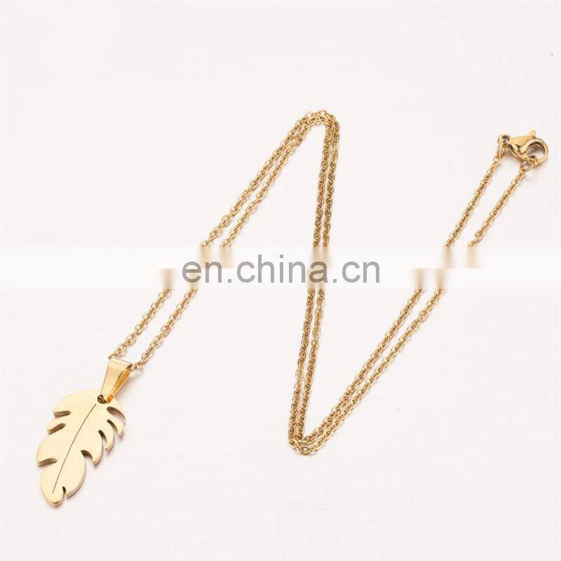 Simple Feather Necklace Long Sweater Chain Statement Choker Necklace for Women