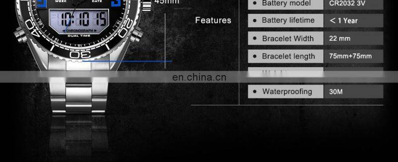 SINOBI Fashion Luxury Men Sports Digital Watch S9731G Online Dual Watch Waterproof Quartz Watches Jam Tangan Pria