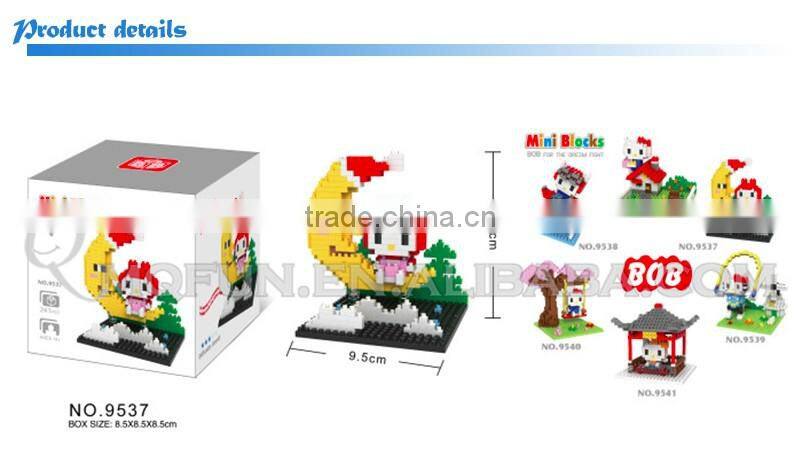 Mini Qute BOB 6 styles kawaii 3D hello kitty moon plastic kids figures diamond building blocks brick model educational toy