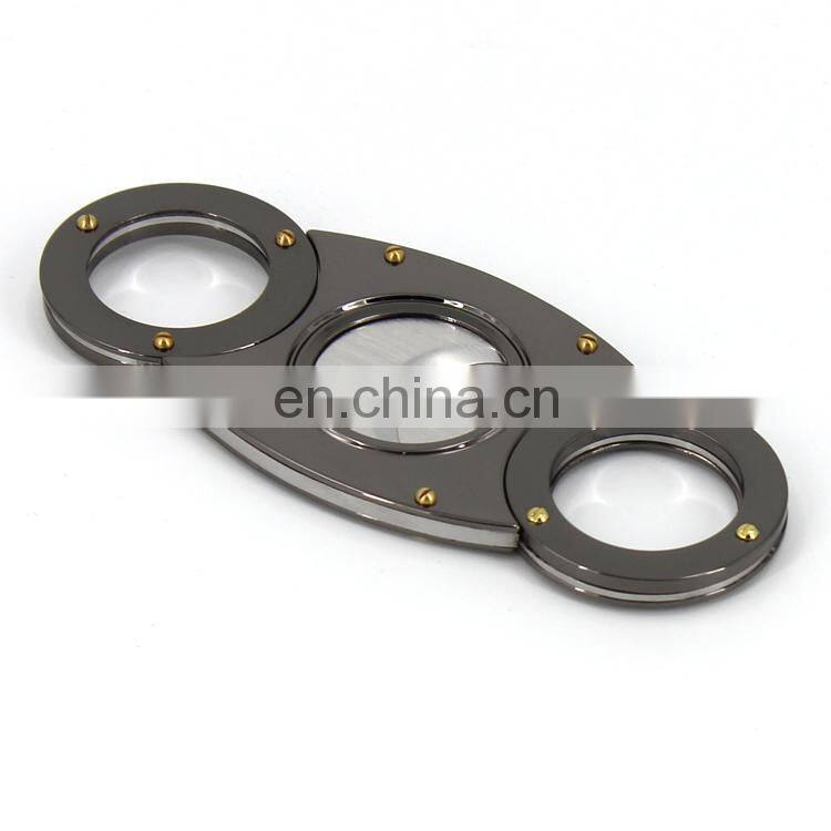 Wholesale high quality Stainless steel double blade free custom logo cheap cigar cutter