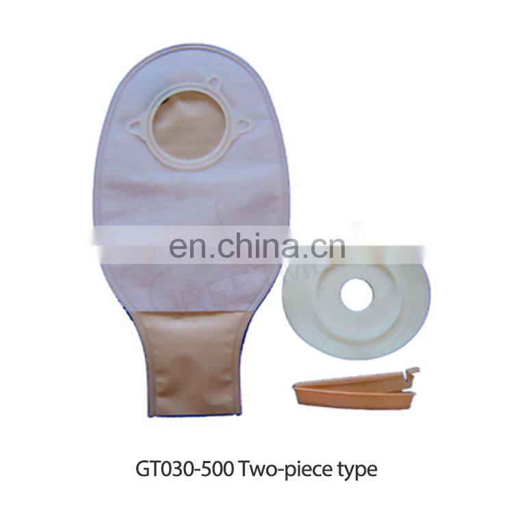 Colostomy Bag with Clip China Disposable 57 Mm 70 Mm Size Single Use Two Piece PVC Ce OEM Service Greetmed EOS 3 Years Class II