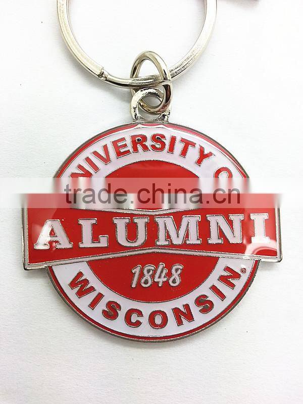 Custom brass cow metal key chain with black glitter