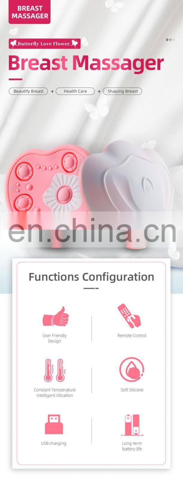 Wireless Silicone Chest Massager Red Blue Light Lactation Massage Care Hot Vibrating Breast Massager Machine