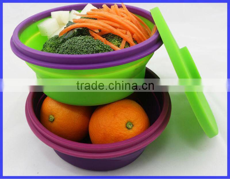 Floding Collapsible Silicone Take Away Lunch Box