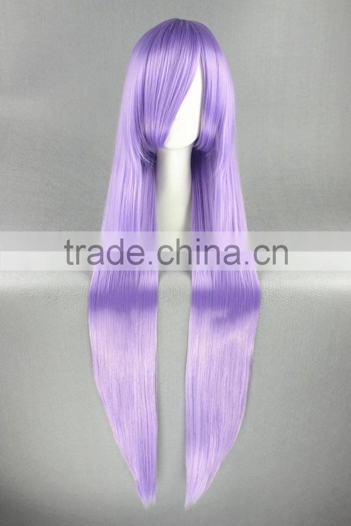 High Quality 100cm Long Straight Gin Tama-Sarutobi Ayame Light Purple Synthetic Anime Wig Cosplay Hair Wig Party Wig