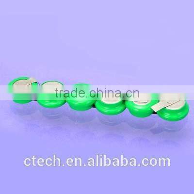 7.2V NiMH button cell battery pack, 40mah