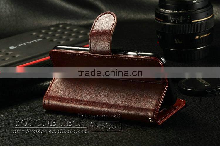 2016 Wholesale PU leather smart phone real leather phone cover for Iphone 6 wallet case