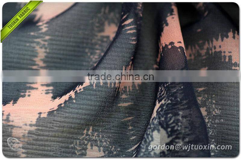 Pure Crepe Silk Chiffon Floral Printed Fabric for Long Dress