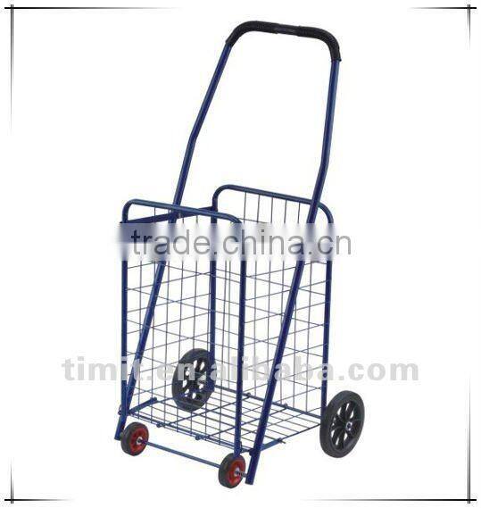 Simple Design Practical Aluminum Foldable Blue Shopping Trolley Cart