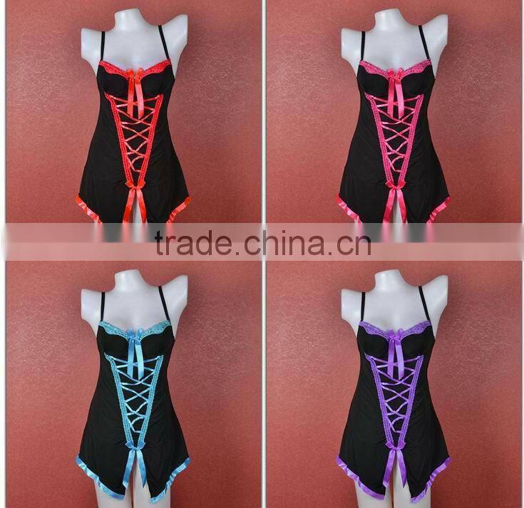 Hot novel sexy lacy cup special cross tied design bow lingerie 5101