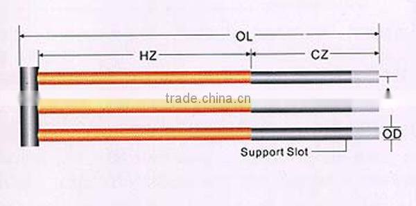 1700C W Type SiC silicon carbide Heating element for furnace or kiln