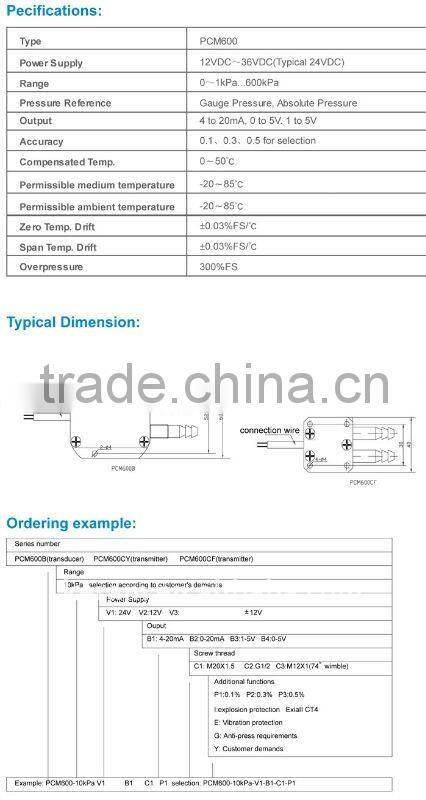 PCM600 Air Differential Pressure Transmitter