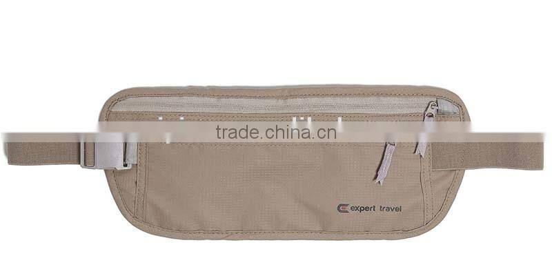 Travel rfid blocking waist money belt with zipper pocket
