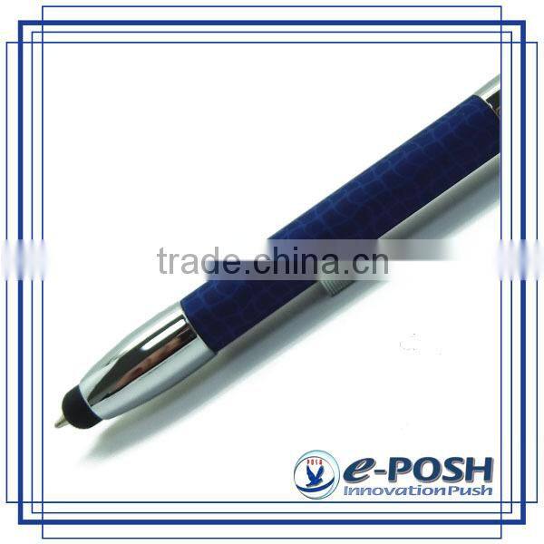 Leather imprint mini touch screen logo stamp refill stylus metal ballpoint pen