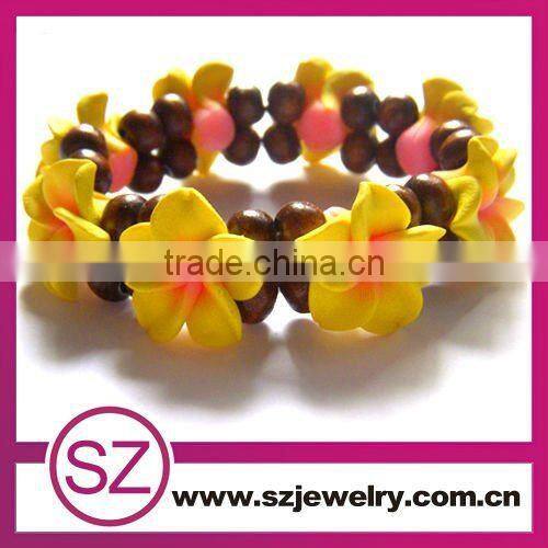 F4 hand- making polymer clay girls hand flowers bracelet 2014