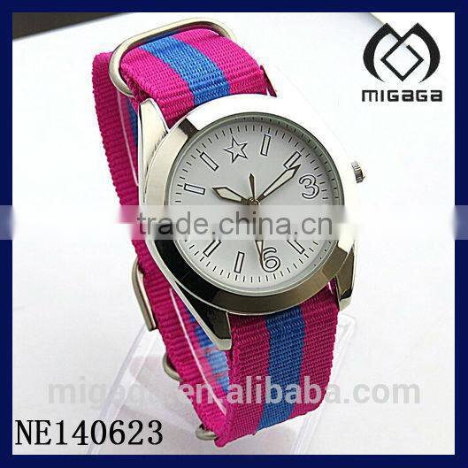 fashion blue and yellow stripes japan movt sporty watches*stripe nylon quartz watches sporty