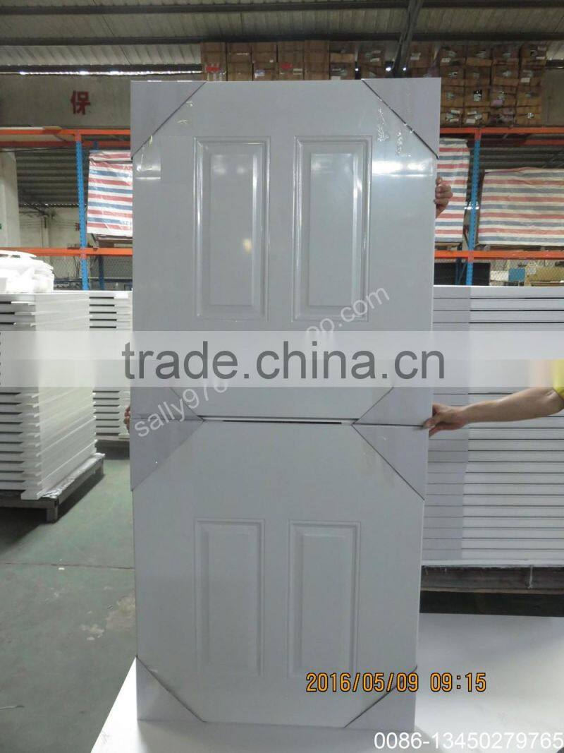 9 panel pvc external metal door with wooden edge
