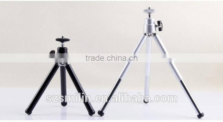 No patent 2 sections extendable Mini Aluminum Tripod Stand with metal mount adapter for Apple iPhone 6 Plus,Samsung Note,HTC