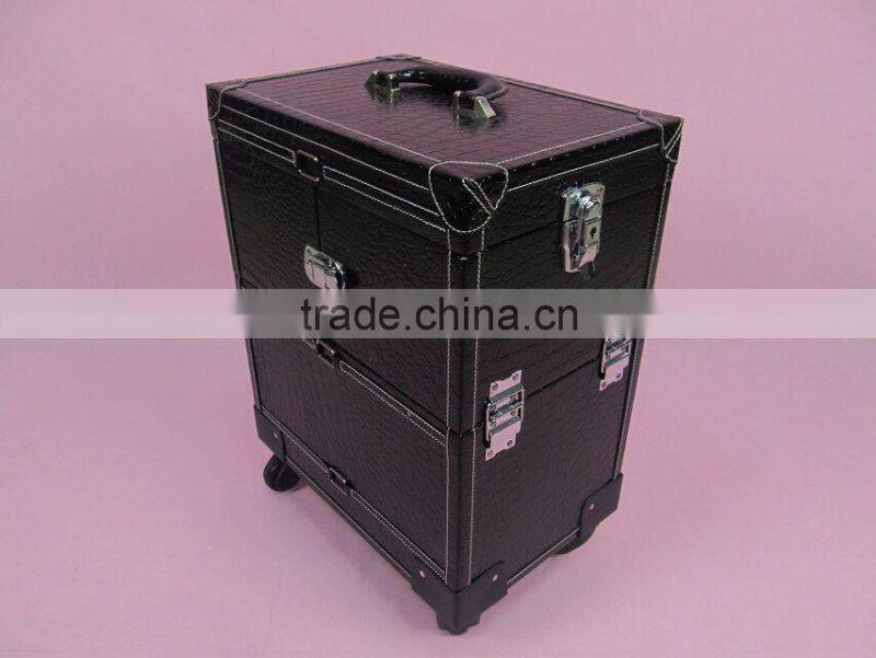 trolley rooling make up beauty kit vanity leather jewelry box