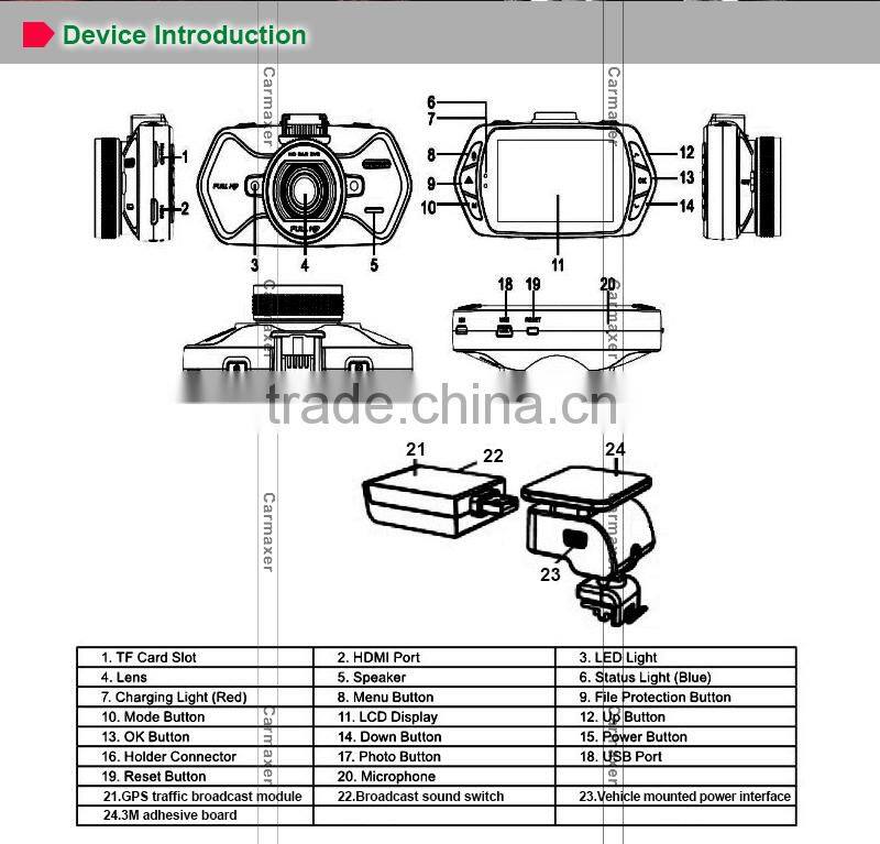 carmaxer ambarella a12 1296p full hd 1080p car camera dvr video recorder