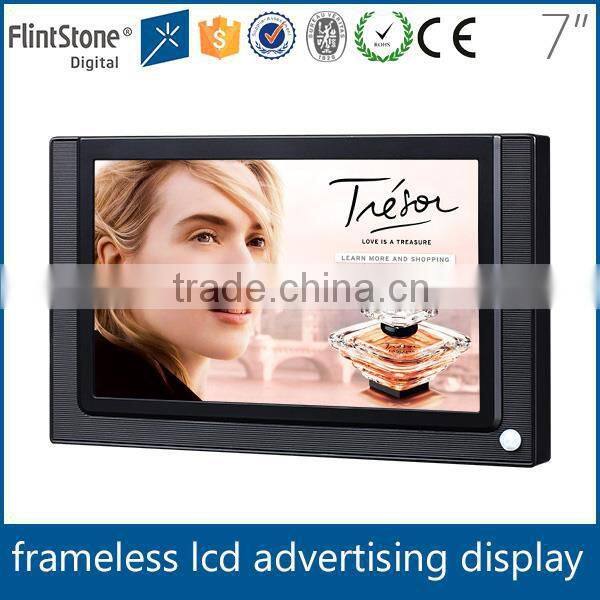 Flintstone 7 inch motion activated ir body sensor auto loop play small lcd ad display