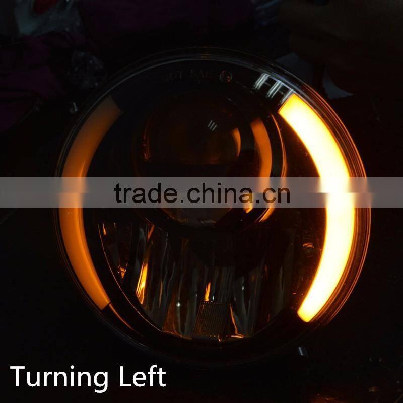 7" Motorcycle 30w H4 Hi/Low LED Headlight W/ Amber LED turn Signal Lamp Fits Harley Jeep JK CG125 Cafe Racer Bobber