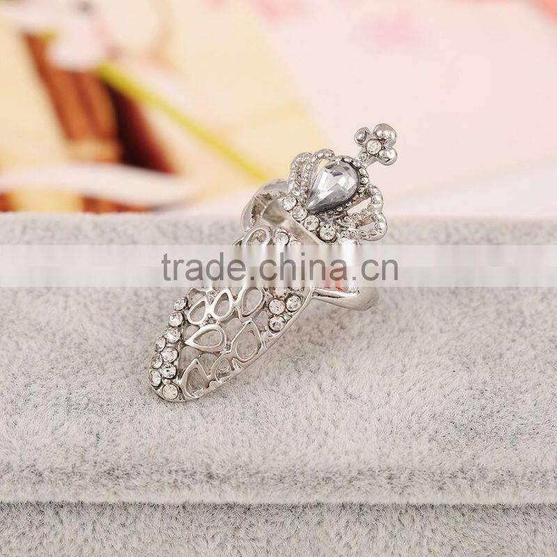 Ring factory wholesale fashion diamond crown new joint nail ring