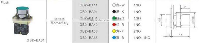 GB2-BA31 CNGAD green momentary flush push button switch