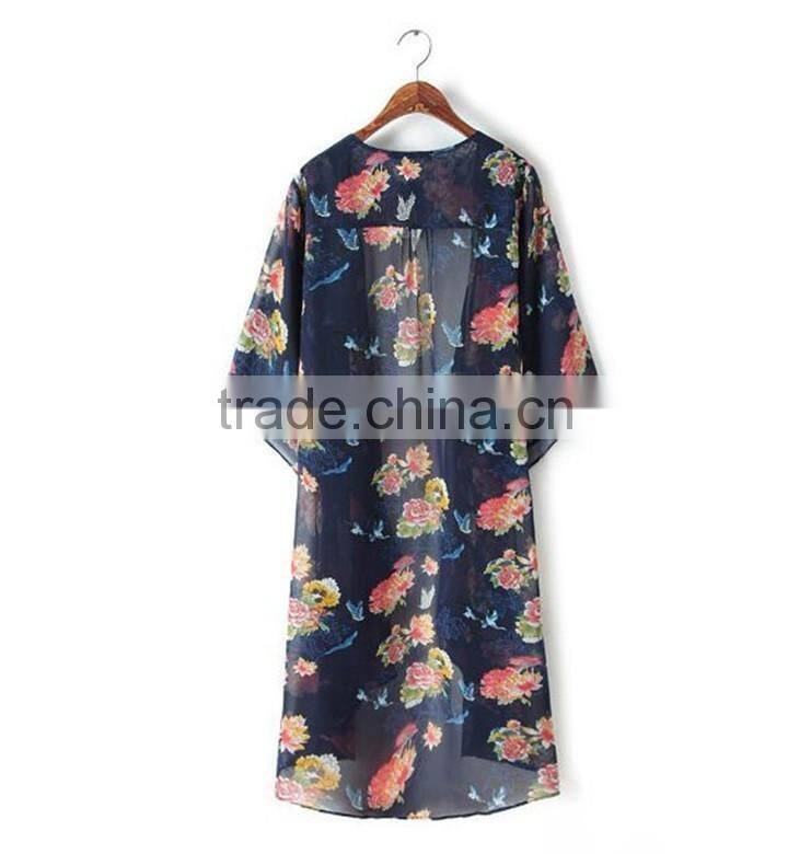 Latest Design Customaize Pattern Polyester Chiffon Kaftan Dress Indonesia