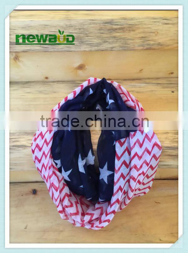 Polyester American Flag Zig Zag Chevron Infinity Scarves Keeping Warn