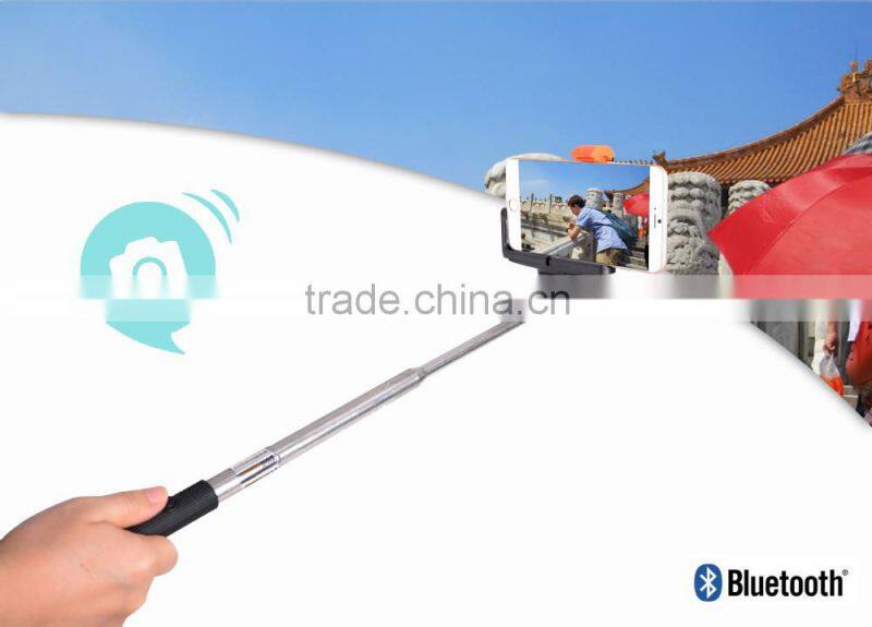 Handheld selfie stick with built-in bluetooth remote shutter