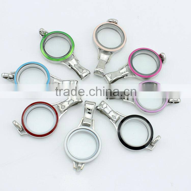 316L stainless steel mixcolor enamel lanyard screw floating charm glass locket