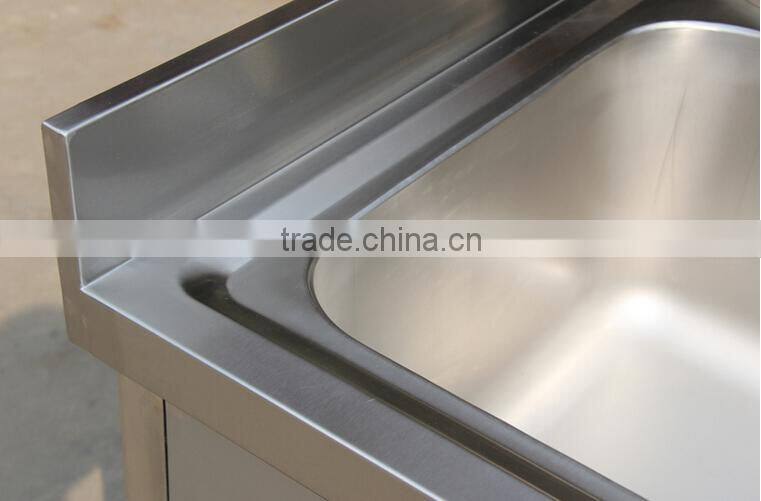 Adjustable feets separated assembled commercial stainless steel kitchen sink cabinet with platform backsplash with factory suppl