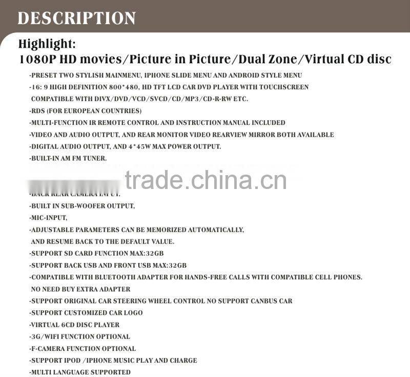 7inch HD 1080P BT TV GPS IPOD Fit for Mitsubishi pajero 2006-2012 car dvd car radio with gps