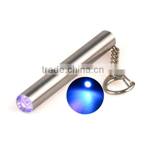 AA Battery Powered Metal Key Chain Light LED UV Keychain Light