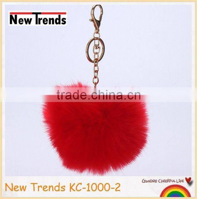 Solid colors 12 cm rabbit fur ball key chain