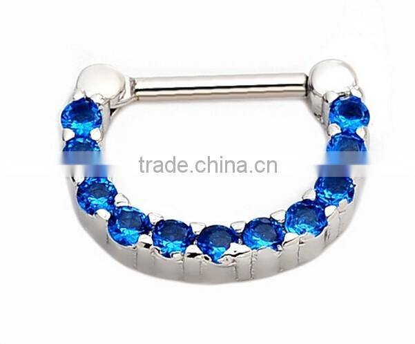 Septum Clicker Nose Rings CZ Gem Ear Piercing Cuff Diath Cartilage